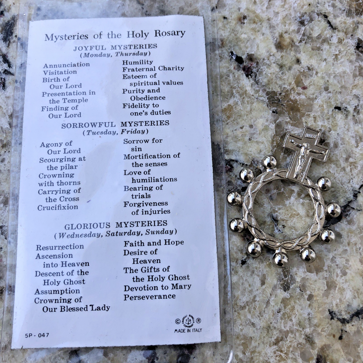 Finger Rosary With Crucifix  Our Lady Of The Rosary Metal Made In Italy