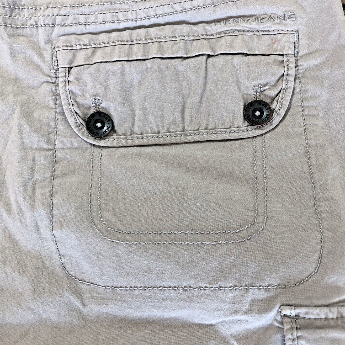Size 12 X 13 DNKY JEANS Womens Shorts Cargo Pocket Grey Roll Up Hem Grey BD