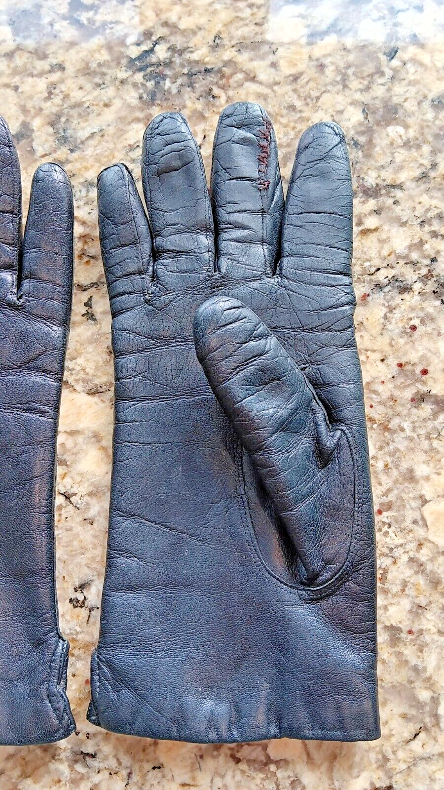 Vintage 7.5 Women Lamb Leather Gloves Soft Rabbit Fur Insulation Made In Italy