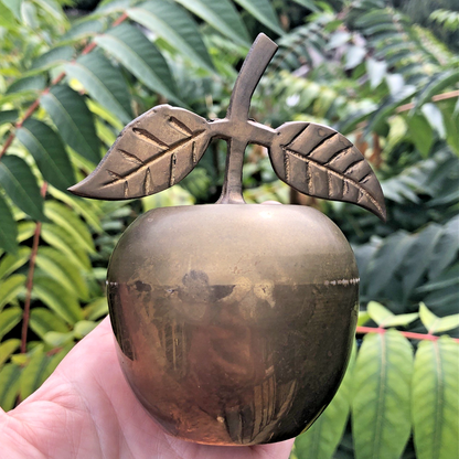 Brass Apple Bell Unpolished Natural Patina Home Decor School Teacher Gift IN