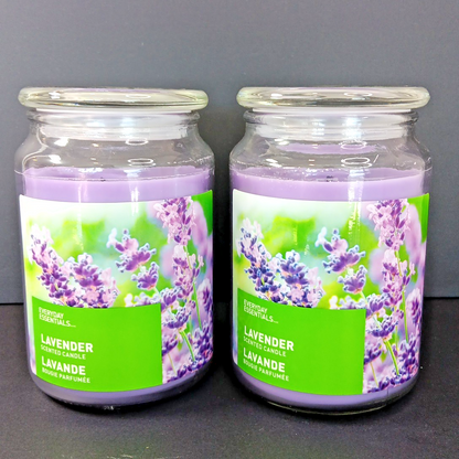 Two Large Lavender Purple Candles Used Soy Blend Wax 652g 23oz 2019 4x6in CN