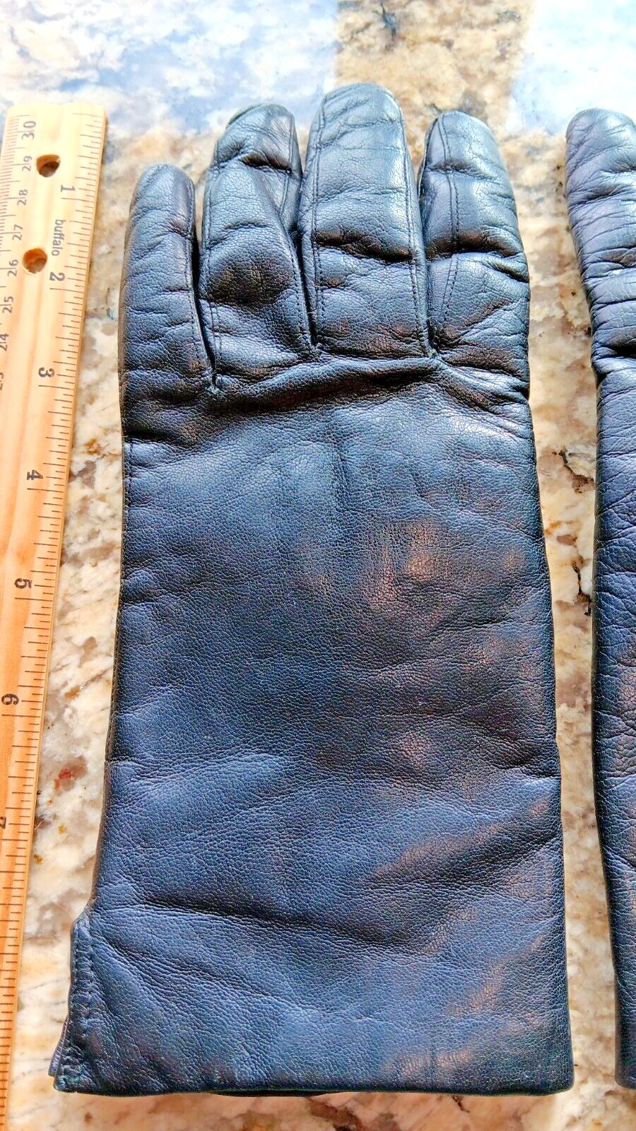 Vintage 7.5 Women Lamb Leather Gloves Soft Rabbit Fur Insulation Made In Italy