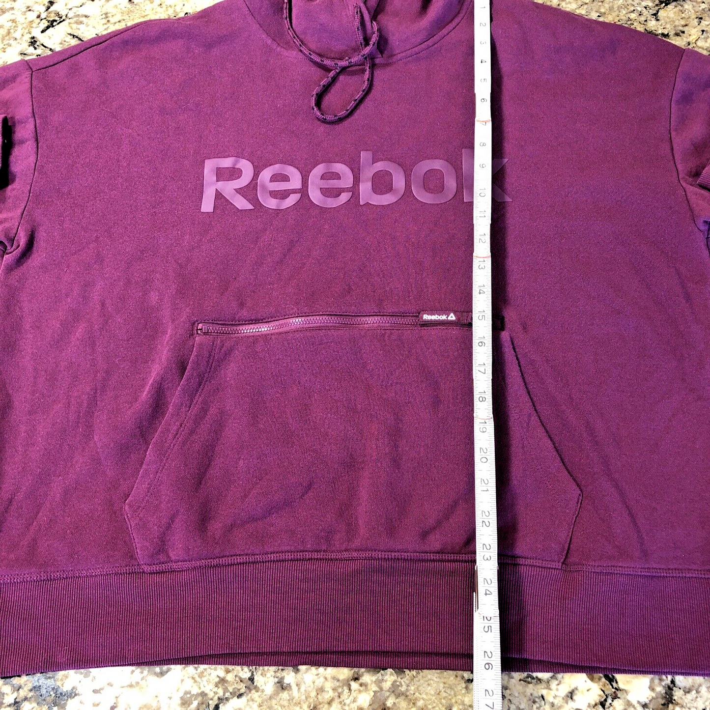 Size XXL Reebok Womens Hoodie Sweater Purple Kangaroo Pocket Zipper Pocket CN