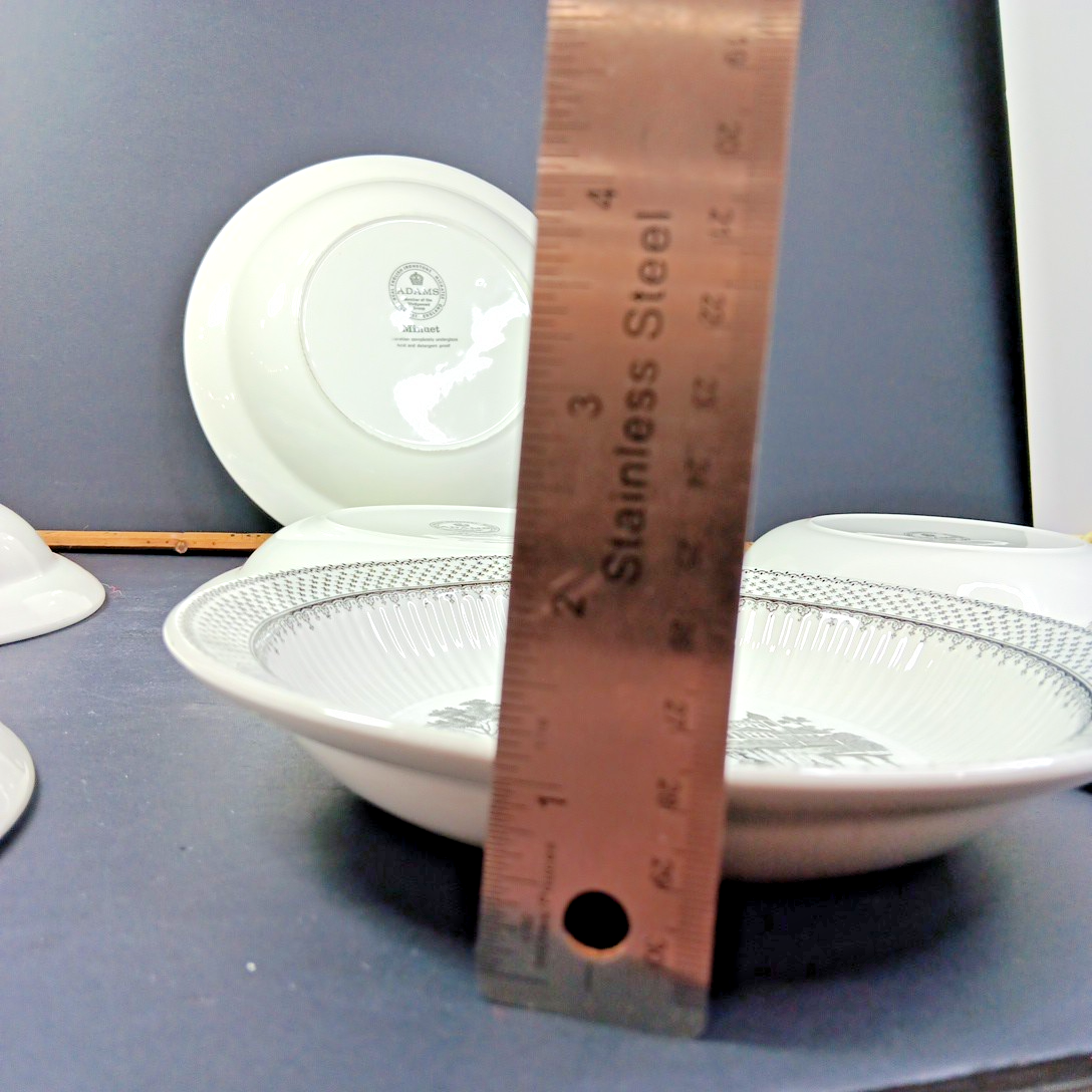 Minuet Real English Ironstone Wm Adams & Sons Micratex 8" Bowls UK Set of 7