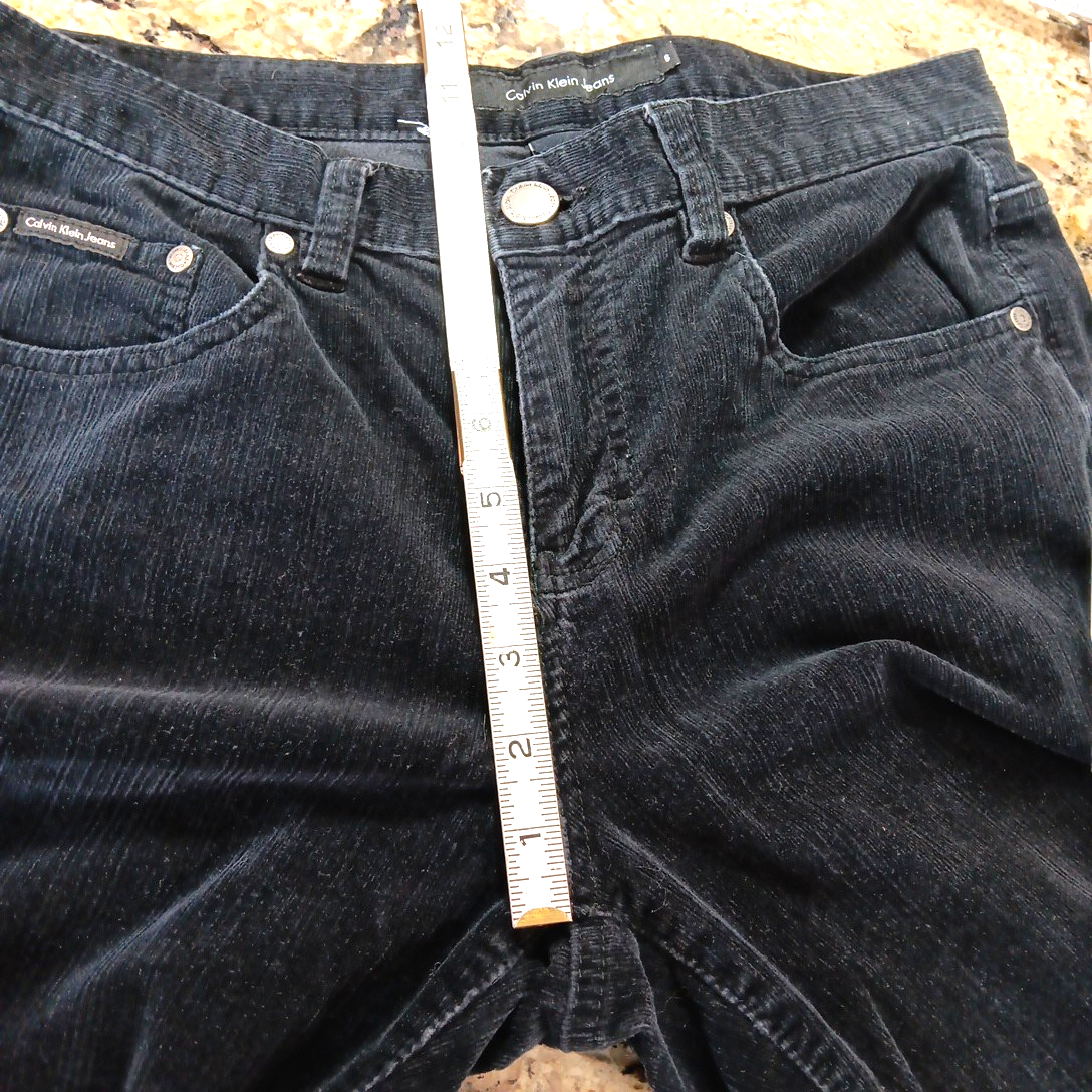 Size 8 X 28 Calvin Klein Jeans Womens Black Velvet Bootcut Mid Rise Pants KH