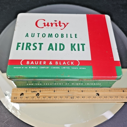 Vintage CURITY Automobile First Aid Kit Bauer & Black Near Completely Full WOW!