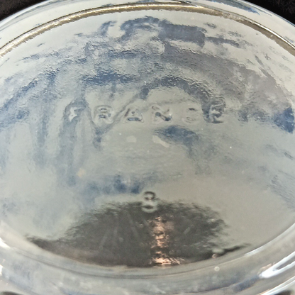 Vintage France Decanter w/ Stopper Stagecoach Boat Blue and White Frosted FRANCE