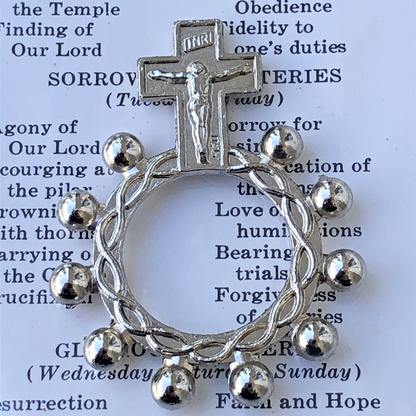 Finger Rosary With Crucifix  Our Lady Of The Rosary Metal Made In Italy