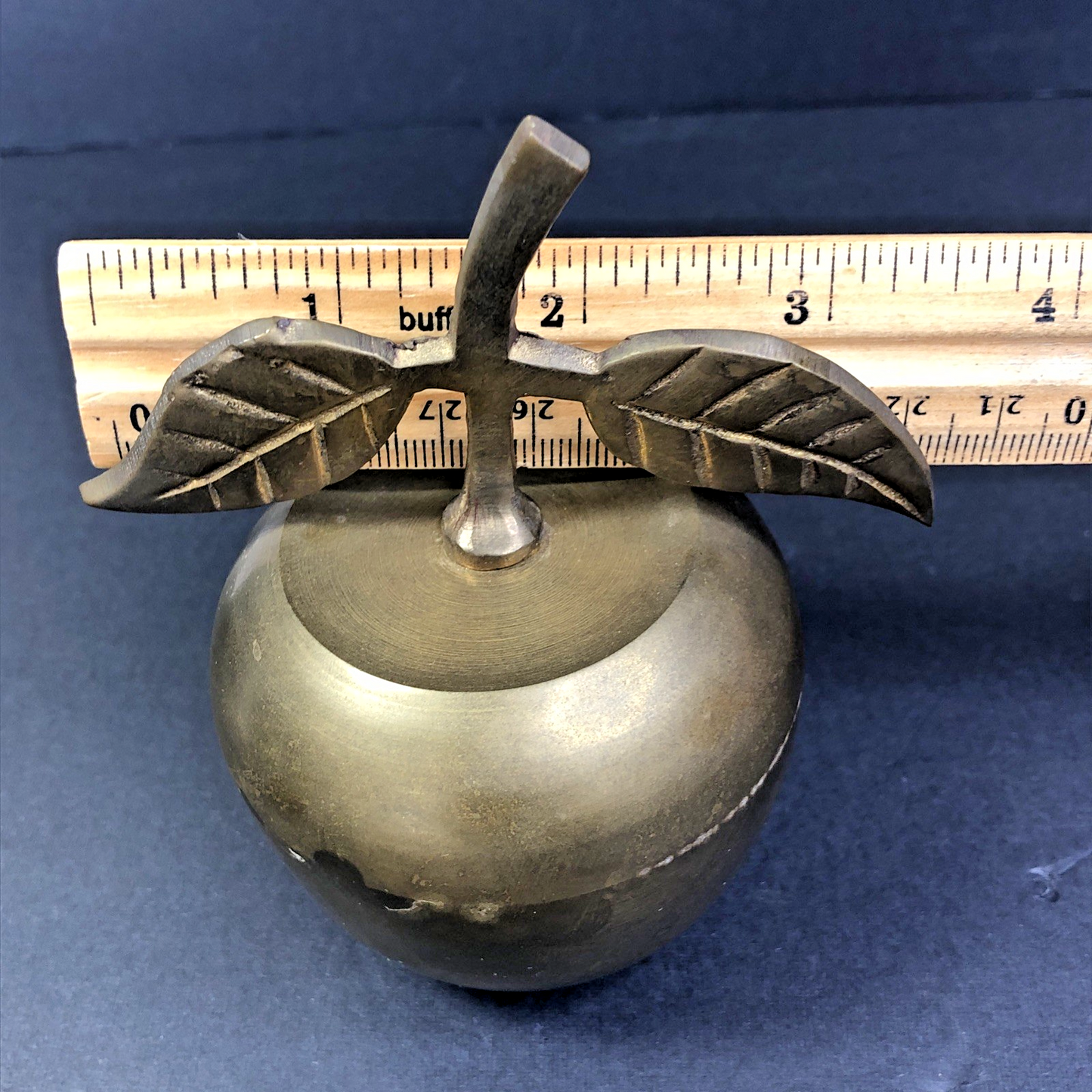 Brass Apple Bell Unpolished Natural Patina Home Decor School Teacher Gift IN
