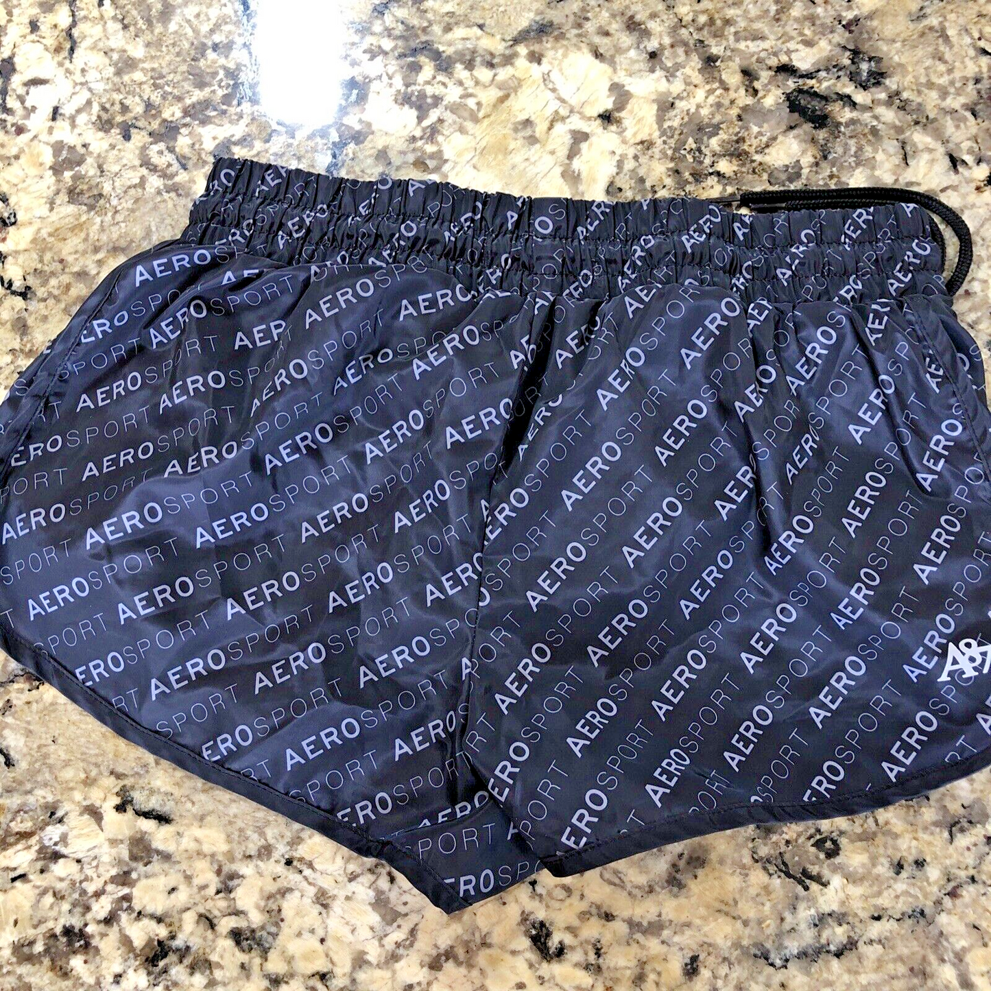 Small Aeropostale Sport Womens Shorts Lined Undergarment Drawstring Black BD