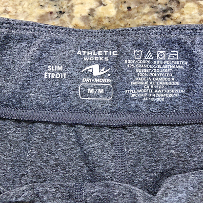 Size M Athletic Works Womens Gym Work Out Pants Dri More Slim Grey Stretchy KH