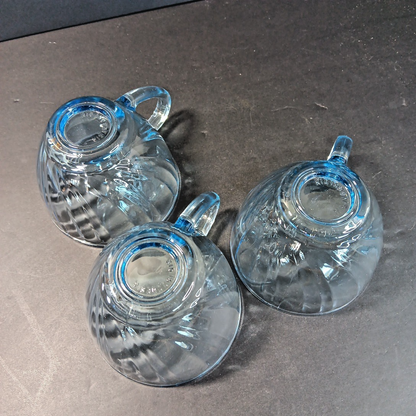 KIG Indonesia Blue Glass Cups Rare 3pcs