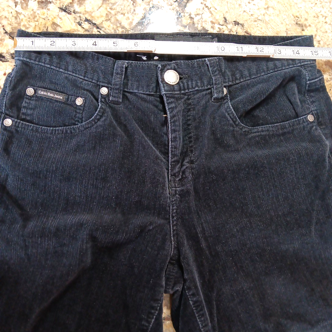 Size 8 X 28 Calvin Klein Jeans Womens Black Velvet Bootcut Mid Rise Pants KH