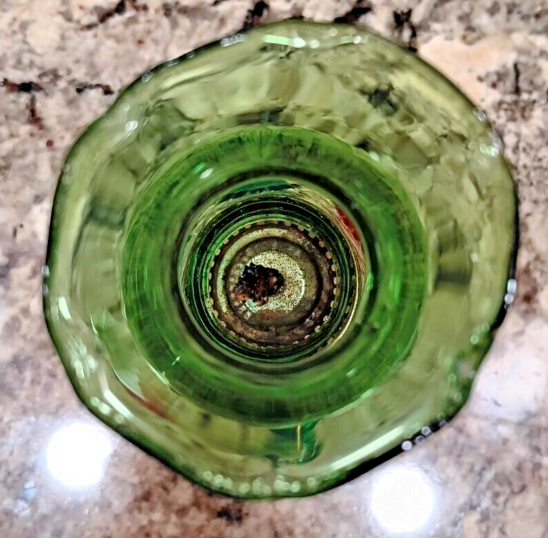 VINTAGE Miniature Green & Red Painted Glass Oil Lamp Lantern Made In Hong Kong