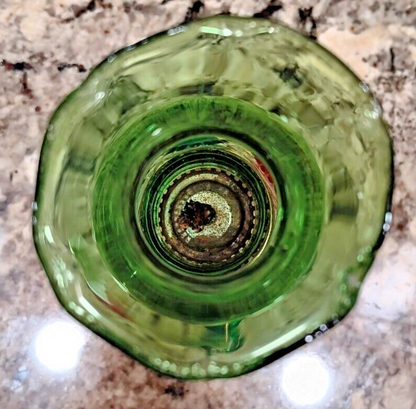 VINTAGE Miniature Green & Red Painted Glass Oil Lamp Lantern Made In Hong Kong