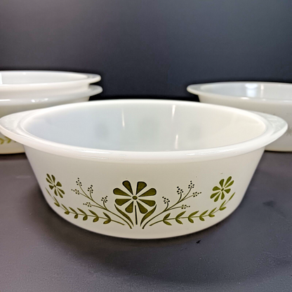 Glasbake Casserole Dishes J514, J2500 Starburst Blueberry Daisy USA 5pcs