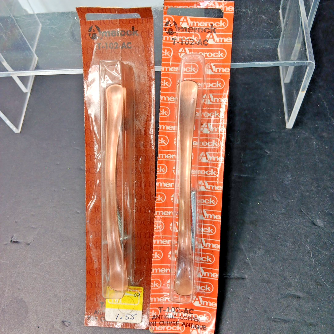 Amerock T-102-AC Antique Copper Drawer Pulls 3" Centre, 4 3/4" Read 2pcs