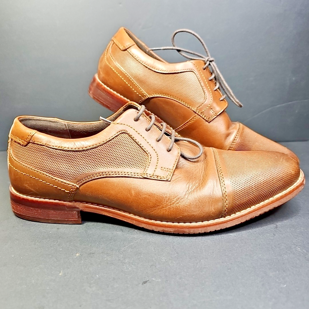 Rockport Cap Toe Derby Mens Dress Shoe Size 9 W Tan Brown Career Business India