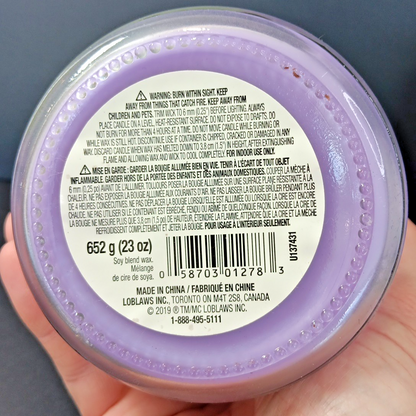 Two Large Lavender Purple Candles Used Soy Blend Wax 652g 23oz 2019 4x6in CN