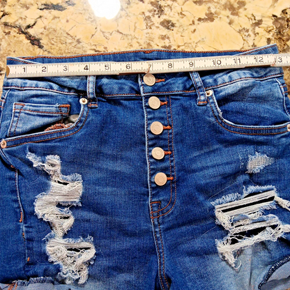 Size 26 Aeropostale Distressed Jean Shorts Button Up High Rise Womens Shorts X