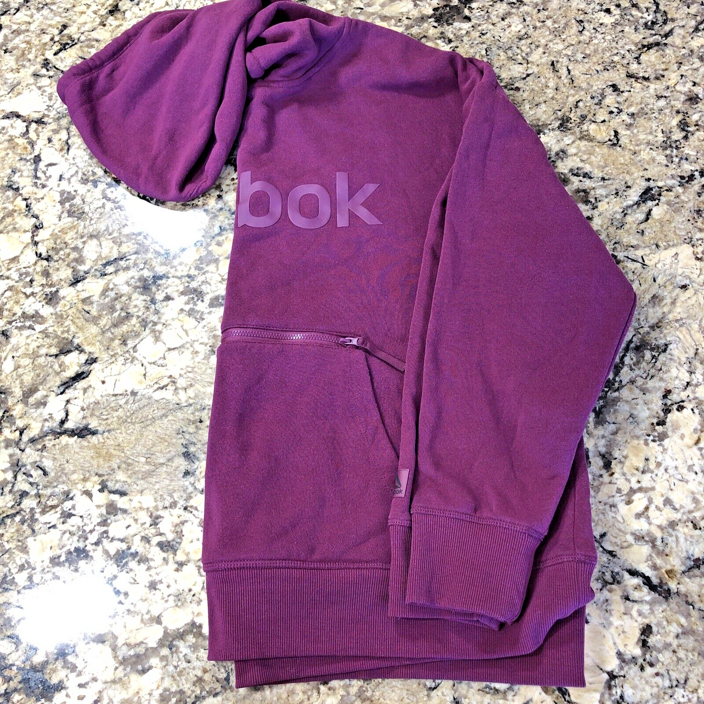 Size XXL Reebok Womens Hoodie Sweater Purple Kangaroo Pocket Zipper Pocket CN