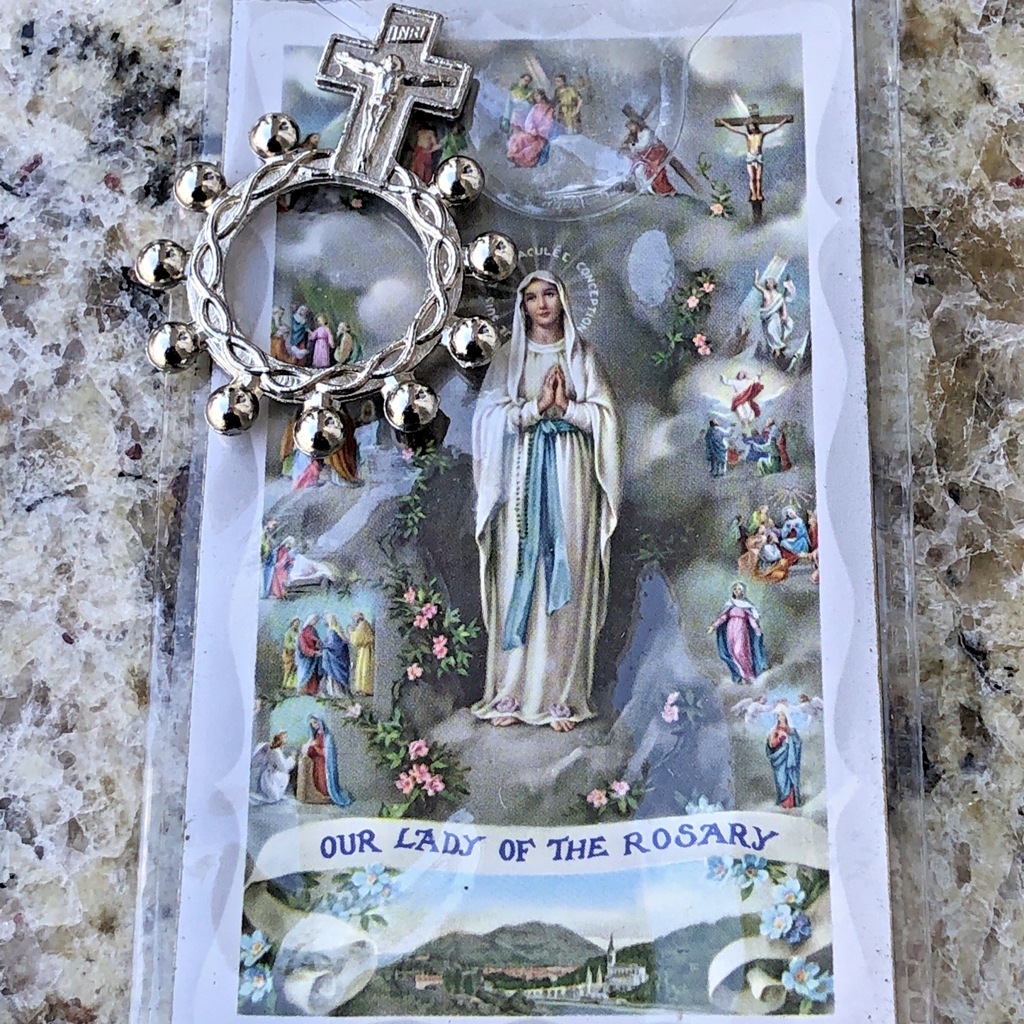 Finger Rosary With Crucifix  Our Lady Of The Rosary Metal Made In Italy