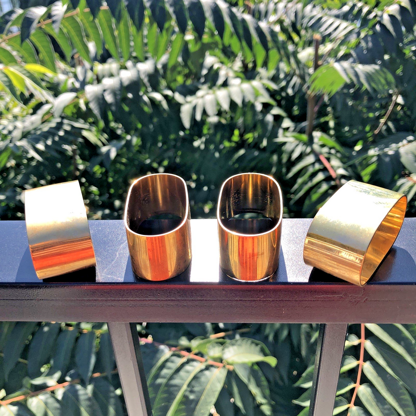 4 Brass Napkin Rings Holders Unpolished Natural Patina X