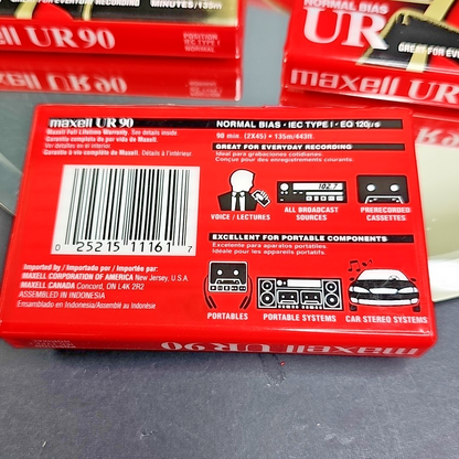 Maxell UR-90 Normal-Bias Cassette Tapes (108510) 11 Unopened, SEALED