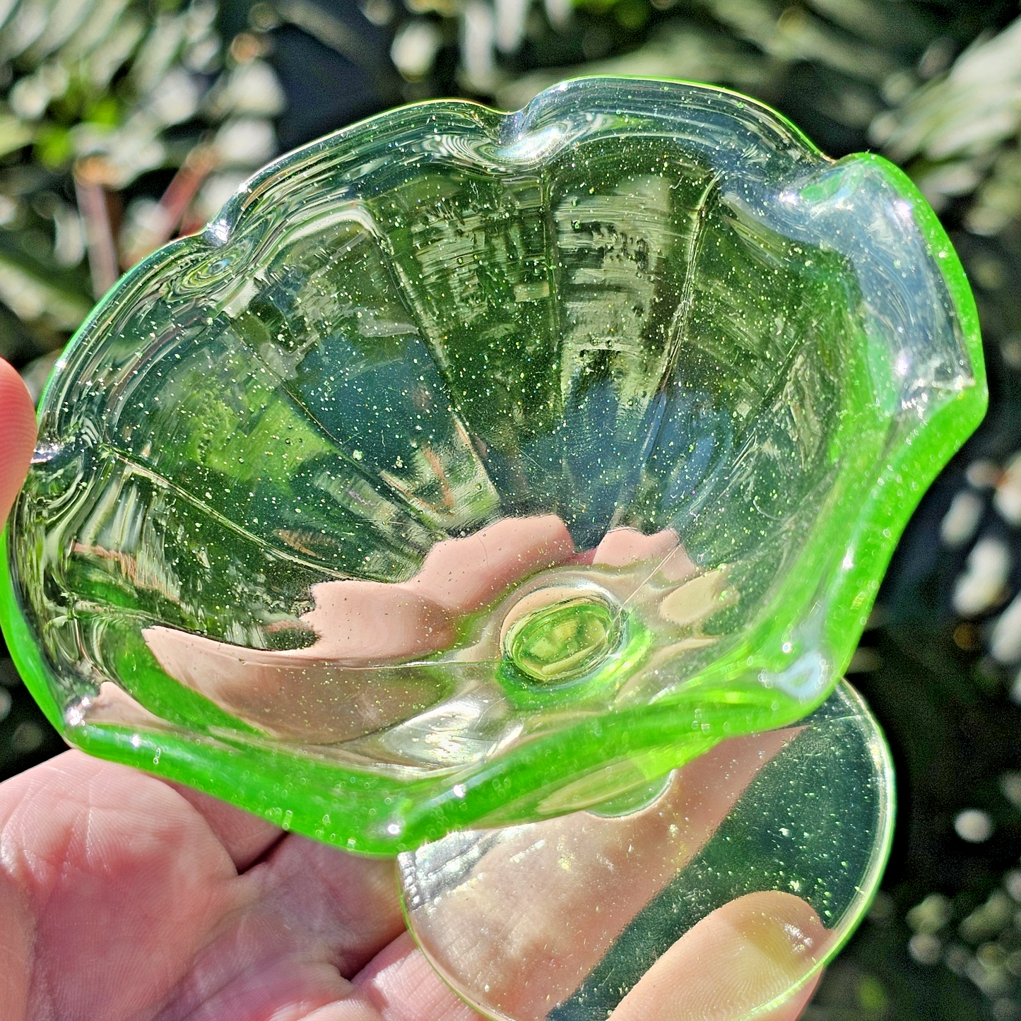 Uranium Depression Glass Green Glowing Sherbet Cup 2pcs Geiger Test Wow Bubbles!