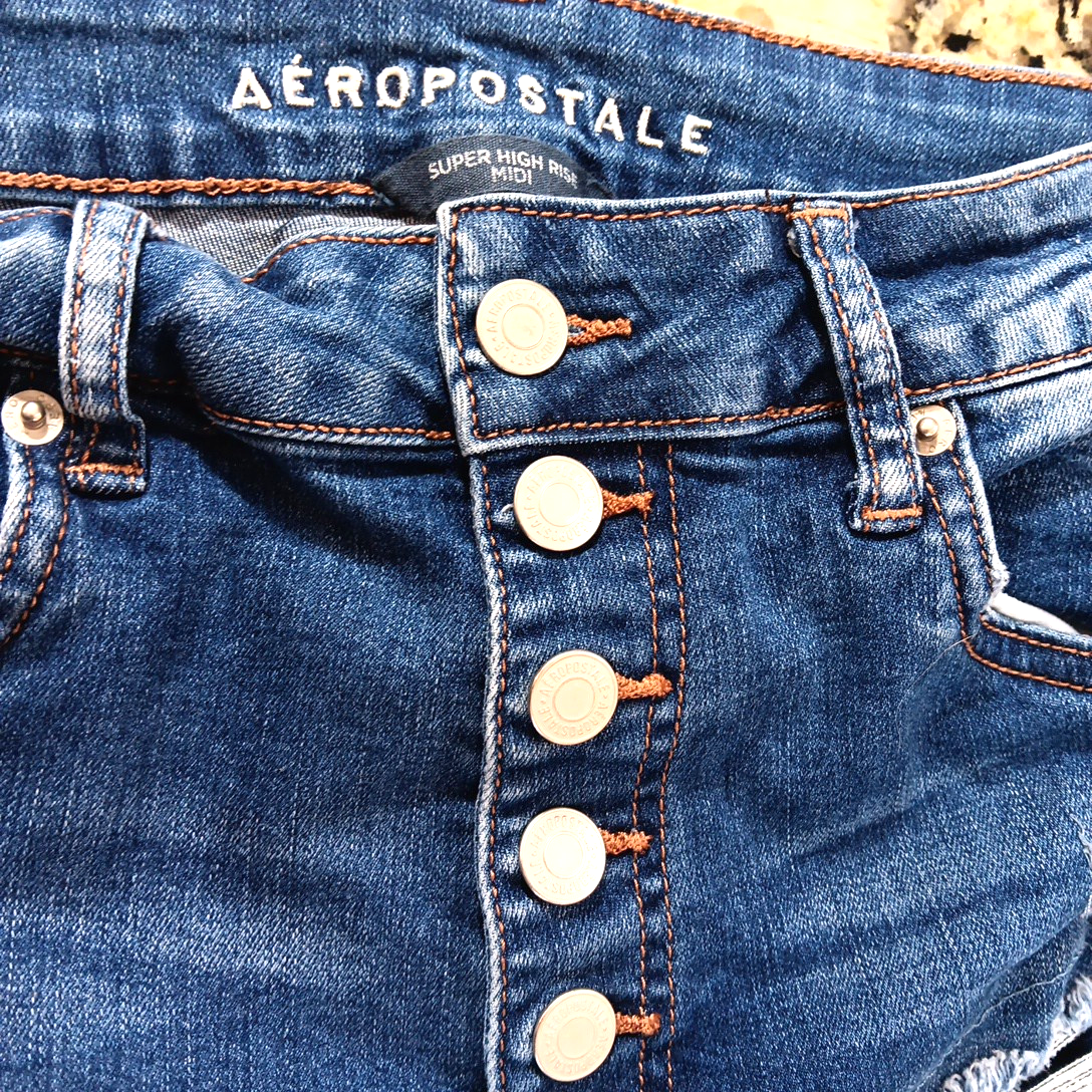 Size 26 Aeropostale Distressed Jean Shorts Button Up High Rise Womens Shorts X