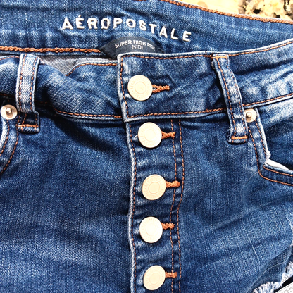 Size 26 Aeropostale Distressed Jean Shorts Button Up High Rise Womens Shorts X