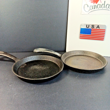 Set Of 2 Cast Iron Fry Pans Mini Skillet Eggs Or Pancakes Travel RV Camping X
