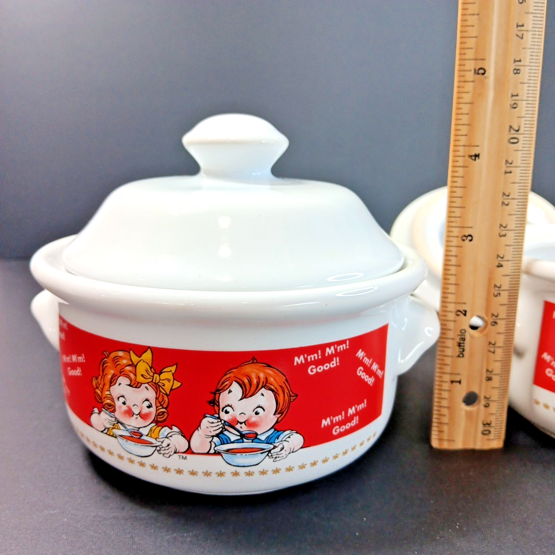 2 Campbell's Soup Bowls with Lids Vintage Retro 1998 M'm! M'm Good! CH