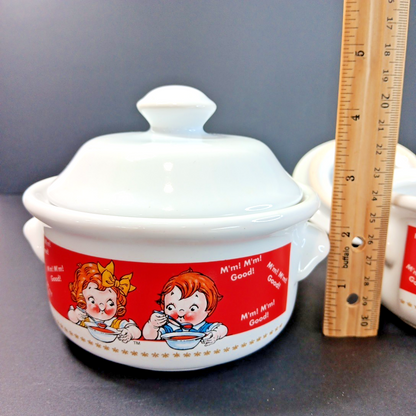 2 Campbell's Soup Bowls with Lids Vintage Retro 1998 M'm! M'm Good! CH