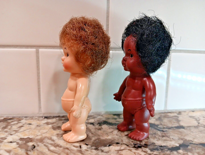 EE GEE Dolls 4” EEGEE Diapers White And Black African Adorable VTG SetOf 2 1966