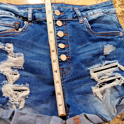 Size 26 Aeropostale Distressed Jean Shorts Button Up High Rise Womens Shorts X
