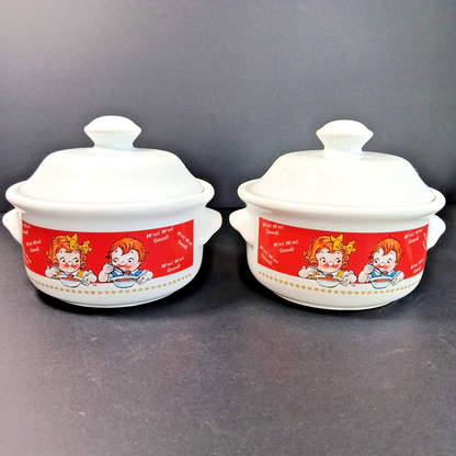 2 Campbell's Soup Bowls with Lids Vintage Retro 1998 M'm! M'm Good! CH