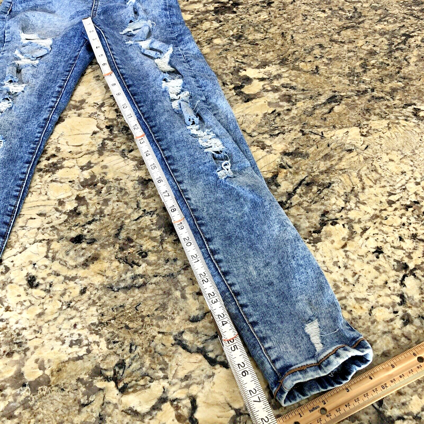 Size 25 X 27.5 Bluenotes Denim Curvy Super High Rise Jegging Rips Grunge X