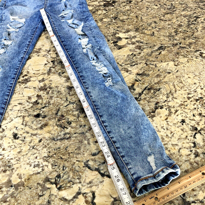 Size 25 X 27.5 Bluenotes Denim Curvy Super High Rise Jegging Rips Grunge X