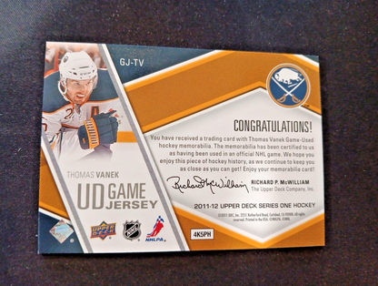 2011-12 Upper Deck UD Game Jersey Thomas Vanek #GJ-TV Buffalo Sabres