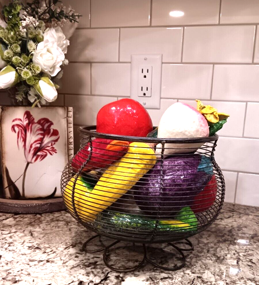 Fruit Bowl Centerpiece WITH 16 Decorative Fruit