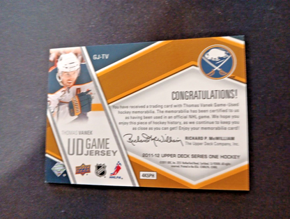 2011-12 Upper Deck UD Game Jersey Thomas Vanek #GJ-TV Buffalo Sabres