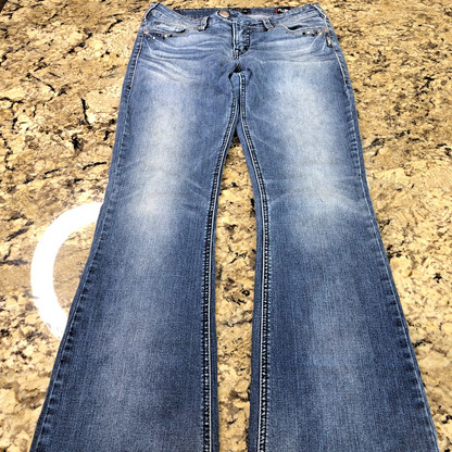 Size 30 X 32 Silver Jean Co. Womens Denim Bootcut Jeans Beaded Distressed