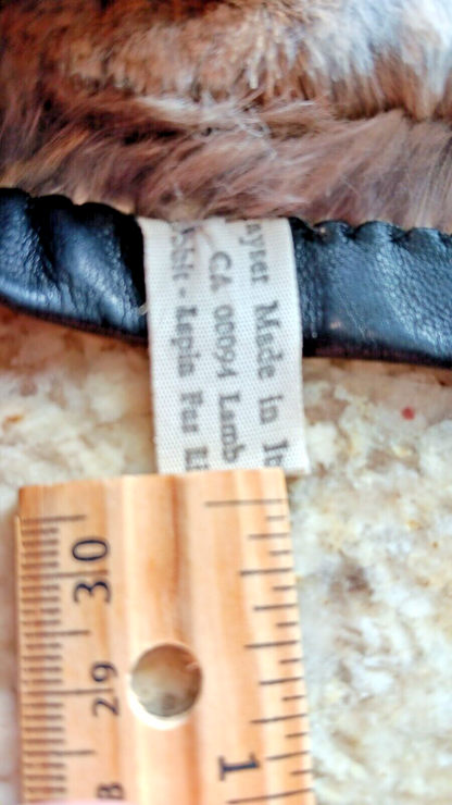 Vintage 7.5 Women Lamb Leather Gloves Soft Rabbit Fur Insulation Made In Italy