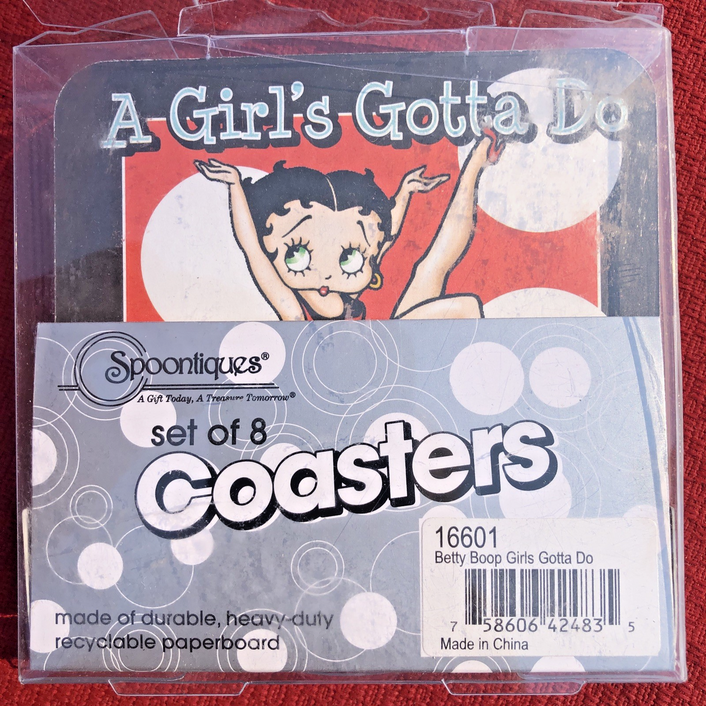 Betty Boop Collectables Metal Cigarette Case And 8 Cardboard Coasters CN