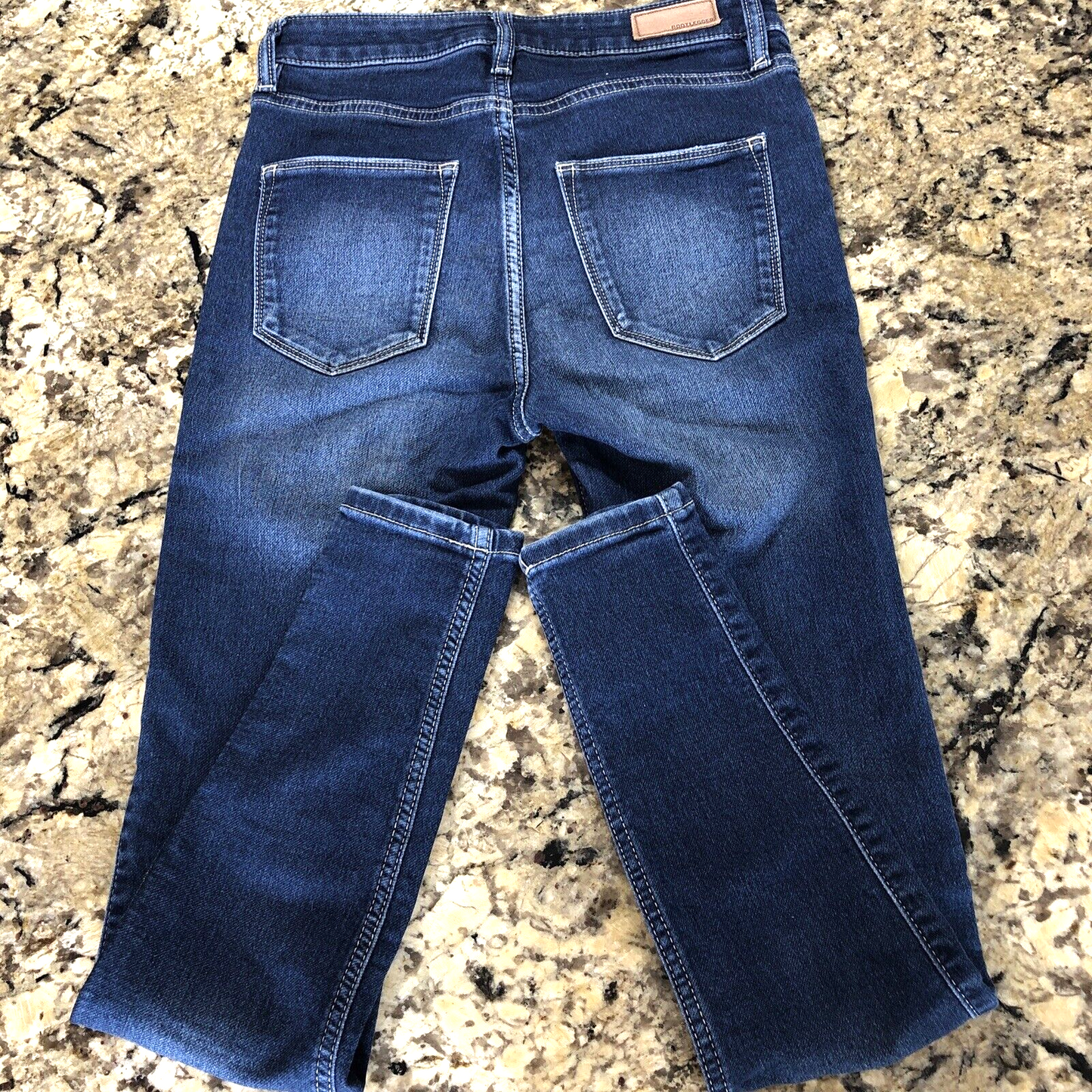 Size 25 X 29 Bootlegger Jeans Denim  Womens High Rise Skinny Ankle Dark Blue BD