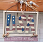 USA Folk Art Sign My Country Home Wooden Decor With Metal Spiral Hanger CN