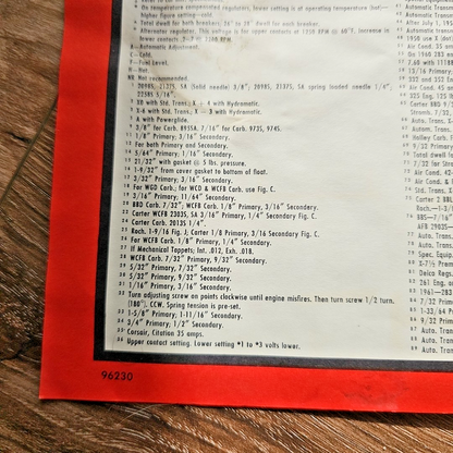 VTG 1962 Wall Chart Advertising Blue Streak Tune Up Parts Look Up For Cars Truck