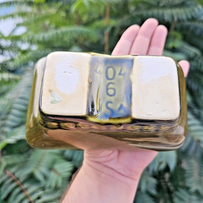 Vintage 404 6 USA Avocado Olive Green Rectangle Footed Pottery Planter