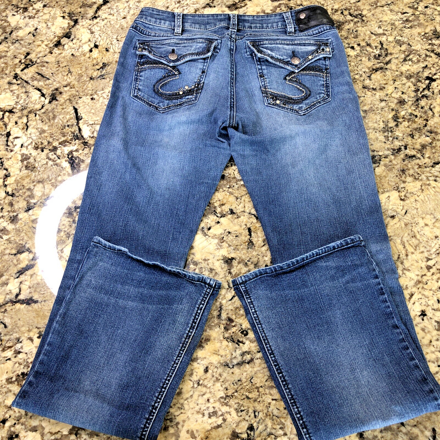 Size 30 X 32 Silver Jean Co. Womens Denim Bootcut Jeans Beaded Distressed